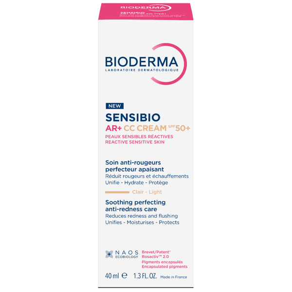 BIODERMA SENSIBIO AR+ CC SPF50+, kremas su spalva raustančiai jautriai odai, 40 ml