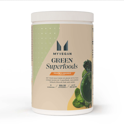 Myprotein Myvegan Green, žaliasis supermaistas, 350g Persikų ir mangų skonio