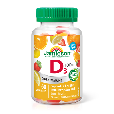 JAMIESON VITAMINO D3 GUMINUKAI, suaugusiems, 1000 TV, 60 guminukų paveikslėlis