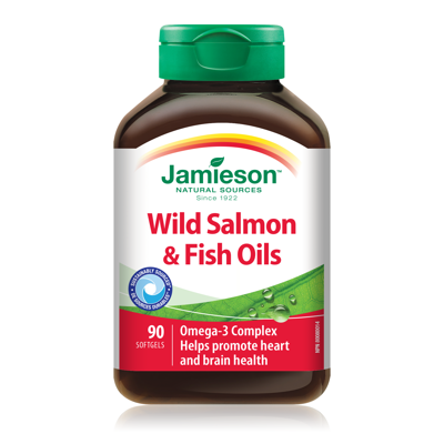 JAMIESON WILD SALMON & FISH OIL, žuvų taukai, 1000 mg, 90 minkštų kapsulių paveikslėlis