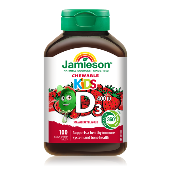 JAMIESON VITAMINAS D3, vaikams, 400 TV (10µg), 100 kramtomųjų tablečių paveikslėlis JAMIESON VITAMINAS D3, vaikams, 400 TV (10µg), 100 kramtomųjų tablečių paveikslėlis