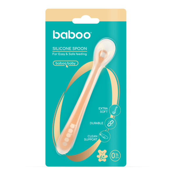 BABOO silikoninis šaukštelis, Peachy Keen, 6+ Mėn BABOO silikoninis šaukštelis, Peachy Keen, 6+ Mėn