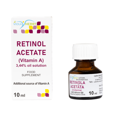 RETINOLIO ACETATO (VIT A) 3,44 % ALIEJINIS TIRPALAS, 10 ml  paveikslėlis