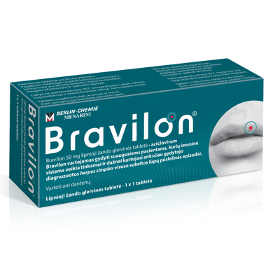Bravilon, 50 mg, lipnioji žando gleivinės tabletė, N1 paveikslėlis