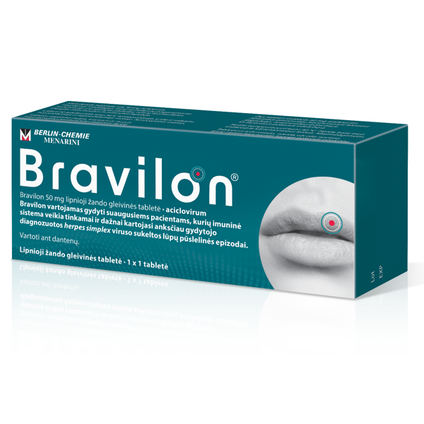 Bravilon, 50 mg, lipnioji žando gleivinės tabletė, N1 paveikslėlis