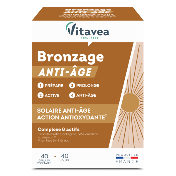 VITAVEA BRONZAGE ANTI-ÂGE, 40 augalinės kilmės kapsulių