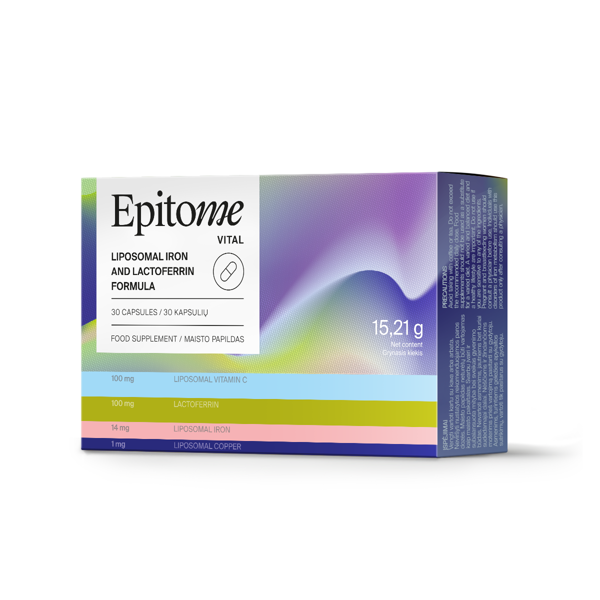 EPITOME VITAL LIPOSOMAL IRON AND LACTOFERRIN FORMULA, 30 kapsulių paveikslėlis