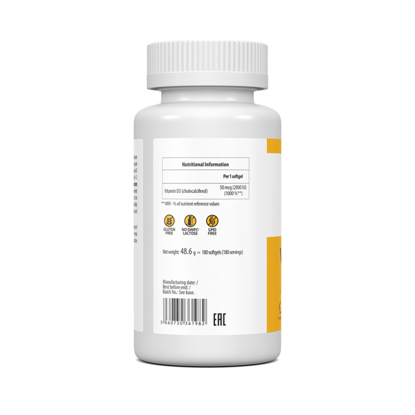 ULTRAVIT VITAMIN D3 2000IU, 180 kapsulių paveikslėlis ULTRAVIT VITAMIN D3 2000IU, 180 kapsulių paveikslėlis