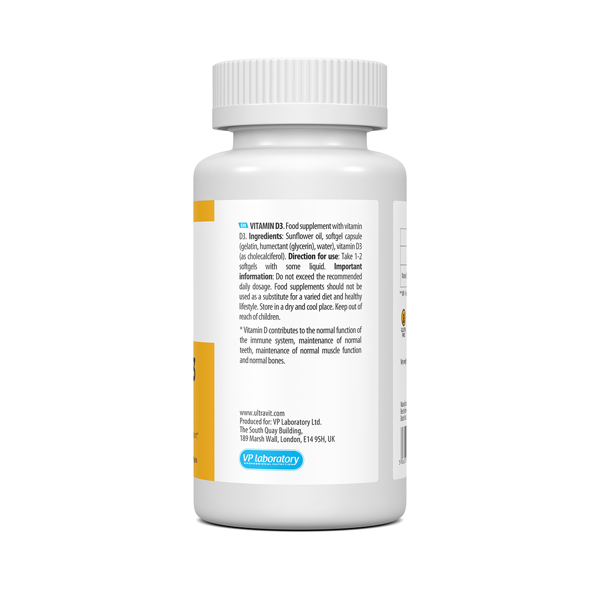 ULTRAVIT VITAMIN D3 2000IU, 180 kapsulių paveikslėlis ULTRAVIT VITAMIN D3 2000IU, 180 kapsulių paveikslėlis