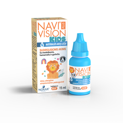 NAVIVISION PLUS KIDS, akių lašai vaikams, nuo 6m, 15 ml. paveikslėlis