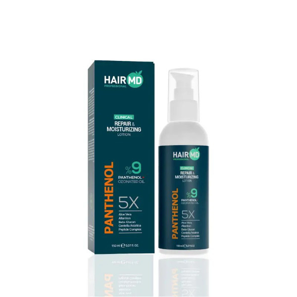 Alt tekstas: HAIRMD Clinical Repair Panthenol 9% Lotion galvos odos losjonas su 9 % pantenoliu