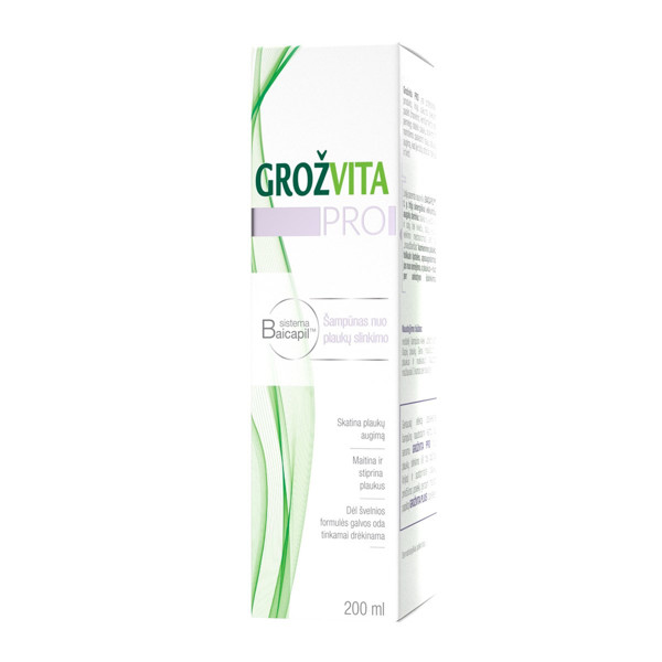 GROŽVITA PRO, šampūnas nuo plaukų slinkimo, 200 ml paveikslėlis GROŽVITA PRO, šampūnas nuo plaukų slinkimo, 200 ml paveikslėlis