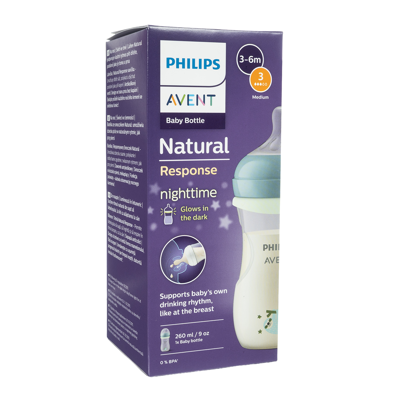 PHILIPS AVENT, buteliukas "Natural Response" su tamsoje šviečiančiu žiedu, SCY903/81,  260ml paveikslėlis