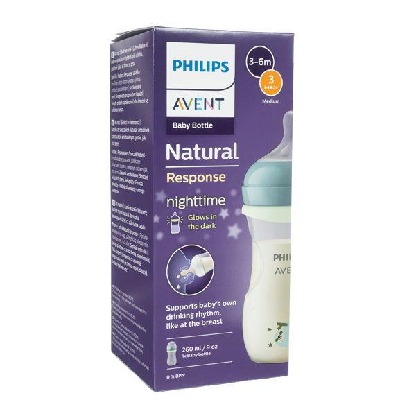PHILIPS AVENT, buteliukas "Natural Response" su tamsoje šviečiančiu žiedu, SCY903/81, 260ml paveikslėlis PHILIPS AVENT, buteliukas "Natural Response" su tamsoje šviečiančiu žiedu, SCY903/81, 260ml paveikslėlis