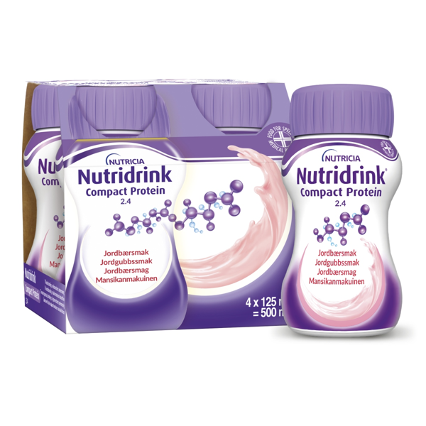 NUTRICIA NUTRIDRINK COMPACT PROTEIN, 125ml, braškių skonio gėrimas, 4 vnt. paveikslėlis NUTRICIA NUTRIDRINK COMPACT PROTEIN, 125ml, braškių skonio gėrimas, 4 vnt. paveikslėlis