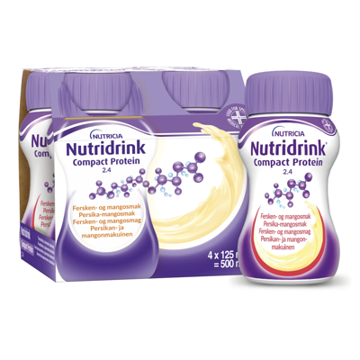 NUTRICIA NUTRIDRINK COMPACT PROTEIN PEACH/MANGO, 125 ml, 4 vnt.  paveikslėlis