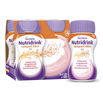 NUTRICIA NUTRIDRINK COMPACT MULTI FIBRE, 125 ml, braškių skonio, 4 vnt.  paveikslėlis