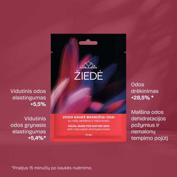 Žiedė veido kaukė brandžiai odai su rožių vandeniu ir hialuronatu, 15ml paveikslėlis Žiedė veido kaukė brandžiai odai su rožių vandeniu ir hialuronatu, 15ml paveikslėlis