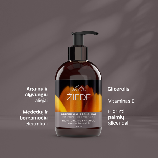 ŽIEDĖ, šampūnas drėk. su bergamotėmis ir medetkomis 300ml  paveikslėlis