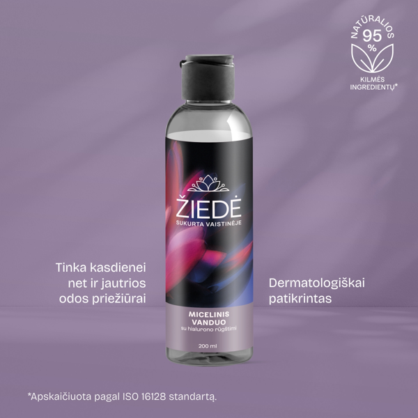 ŽIEDĖ, micelinis vanduo su hialurono rūgštimi, 200 ml paveikslėlis ŽIEDĖ, micelinis vanduo su hialurono rūgštimi, 200 ml paveikslėlis