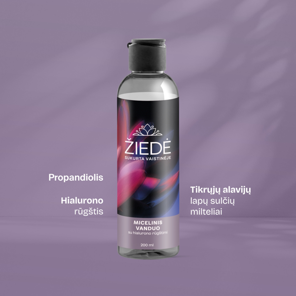ŽIEDĖ, micelinis vanduo su hialurono rūgštimi, 200 ml paveikslėlis ŽIEDĖ, micelinis vanduo su hialurono rūgštimi, 200 ml paveikslėlis