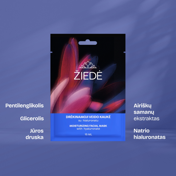 ŽIEDĖ, veido kaukė drėkinamoji su hialuronatu, 15ml paveikslėlis