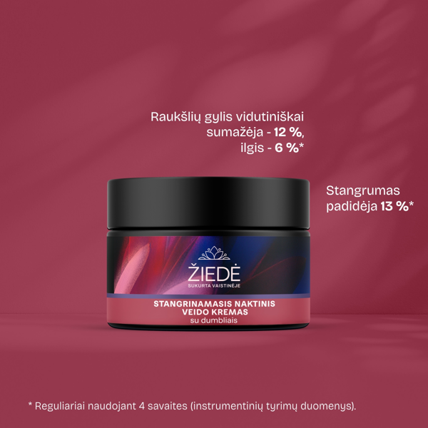 ŽIEDĖ, stangrinamasis naktinis veido kremas su dumbliais, 50 ml paveikslėlis ŽIEDĖ, stangrinamasis naktinis veido kremas su dumbliais, 50 ml paveikslėlis