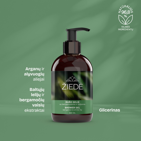 ŽIEDĖ, dušo gelis su bergamotėmis ir lelijomis 300ml paveikslėlis