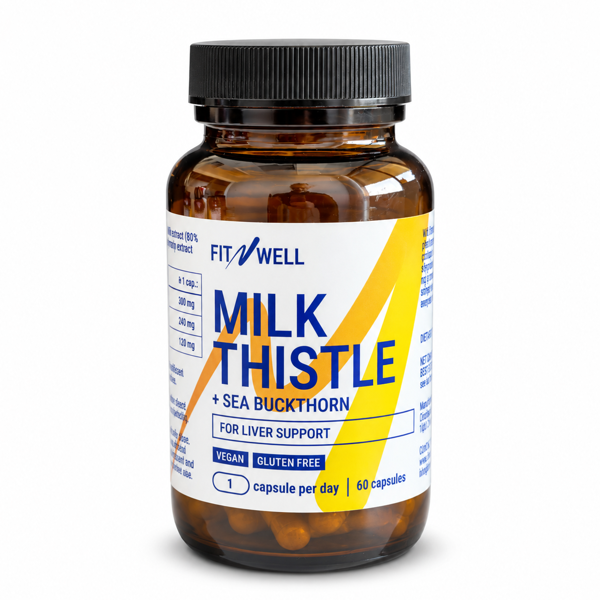 FITNWELL Milk Thistle (tikrojo margainio ir šaltalankio ekstraktai) 60 kapsulių FITNWELL Milk Thistle (tikrojo margainio ir šaltalankio ekstraktai) 60 kapsulių