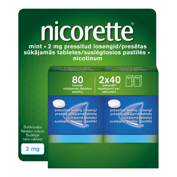 NICORETTE MINT, 2 mg, suslėgtosios pastilės, N80 paveikslėlis