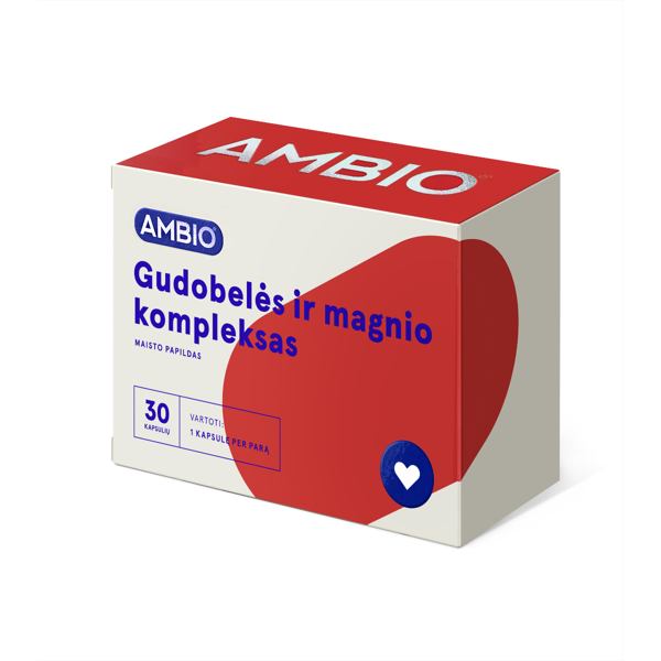 AMBIO GUDOBELĖS IR MAGNIO KOMPLEKSAS, 30 kapsulių paveikslėlis AMBIO GUDOBELĖS IR MAGNIO KOMPLEKSAS, 30 kapsulių paveikslėlis