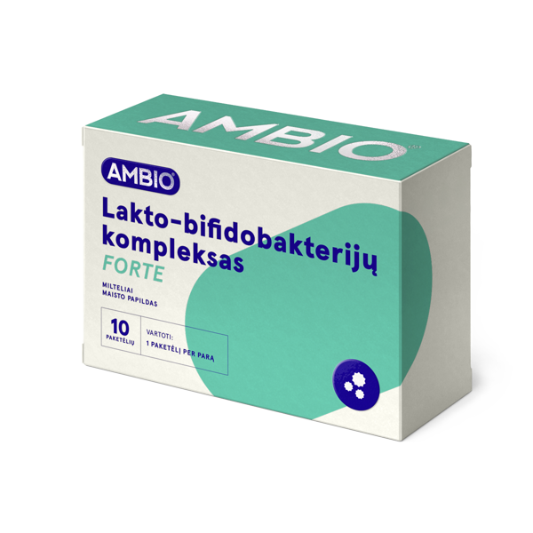 AMBIO LAKTO-BIFIDOBAKTERIJŲ KOMPLEKSAS FORTE, 10 paketėlių miltelių paveikslėlis AMBIO LAKTO-BIFIDOBAKTERIJŲ KOMPLEKSAS FORTE, 10 paketėlių miltelių paveikslėlis