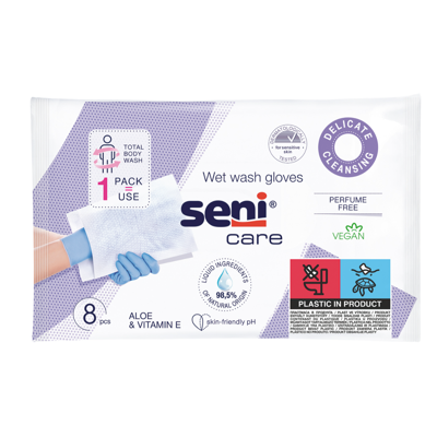 SENI CARE drėgnos pirštinės valymui, 8 vnt. paveikslėlis