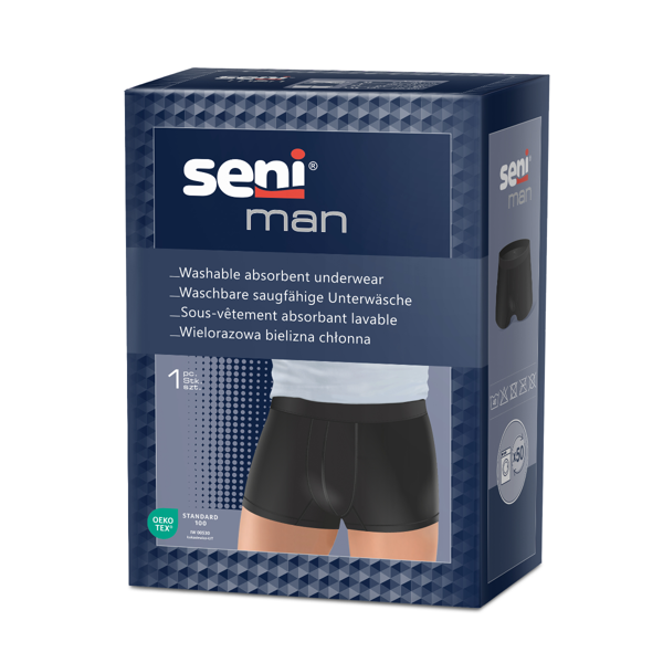 SENI MAN skalbiamos, sugeriančios kelnaitės vyrams, M, juodos, 1 vnt. paveikslėlis