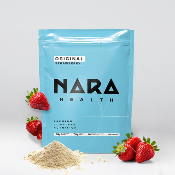 NARA Health Original, braškių skonio maisto papildas su saldikliu, milteliai, 1500 g paveikslėlis