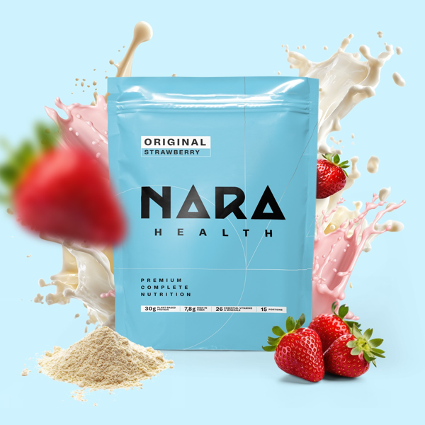 NARA Health Original, braškių skonio maisto papildas su saldikliu, milteliai, 1500 g paveikslėlis
