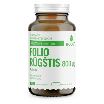 ECOSH BIOAKTYVI FOLIO RŪGŠTIS, foliatas, 800 µg, 90 kapsulių paveikslėlis
