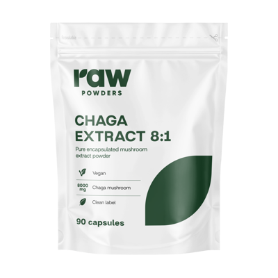 RAW POWDERS CHAGA EKSTRAKTAS 500 mg, 90 kapsulių