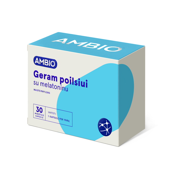 AMBIO GERAM POILSIUI, su melatoninu, 30 kapsulių paveikslėlis