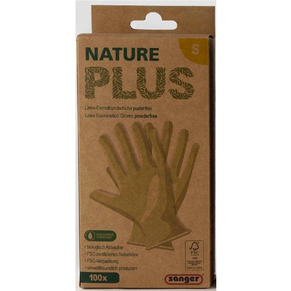 Sänger Nature Plus vienkartinės lateksinės pirštinės, S dydžio, 100 vienetų Sänger Nature Plus vienkartinės lateksinės pirštinės, S dydžio, 100 vienetų