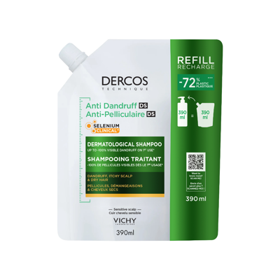 VICHY DERCOS DS, šampūnas pleiskanojančiai, sausai galvos odai, papildymas, 390ml paveikslėlis