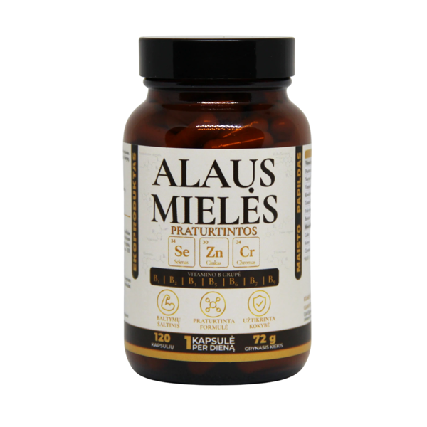 EKOPRODUKTAS PRATURTINTOS ALAUS MIELĖS, 120 kapsulių EKOPRODUKTAS PRATURTINTOS ALAUS MIELĖS, 120 kapsulių