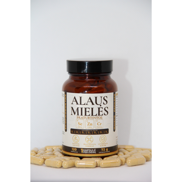 EKOPRODUKTAS PRATURTINTOS ALAUS MIELĖS, 120 kapsulių EKOPRODUKTAS PRATURTINTOS ALAUS MIELĖS, 120 kapsulių