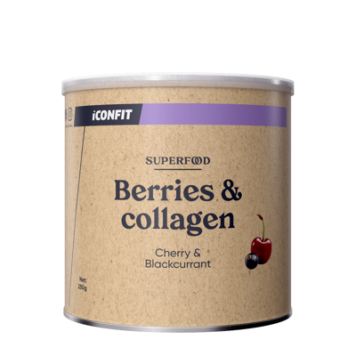 ICONFIT maisto papildas BERRIES & COLLAGEN, vyšnių ir juodųjų serbentų skonio, 250 g