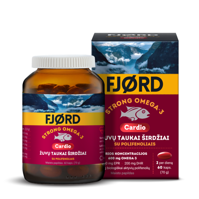 FJORD STRONG OMEGA-3 CARDIO, 60 kapsulių paveikslėlis