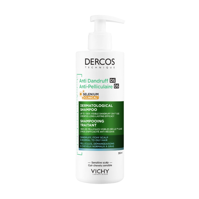 VICHY DERCOS, šampūnas nuo pleiskanų riebiai, normaliai galvos odai, 390 ml paveikslėlis