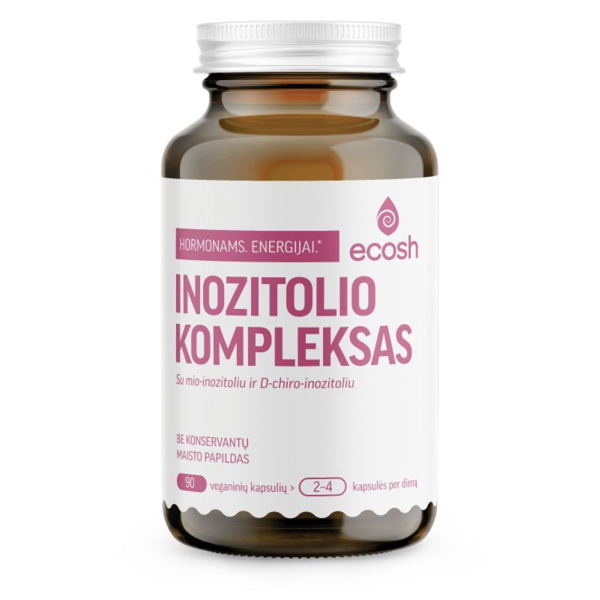 ECOSH Inozitolio kompleksas, mio-inozitolis ir D-chiro-inozitolis, 90 kapsulių paveikslėlis ECOSH Inozitolio kompleksas, mio-inozitolis ir D-chiro-inozitolis, 90 kapsulių paveikslėlis