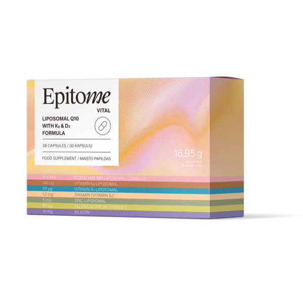 EPITOME VITAL LIPOSOMAL Q10, su K2&D3 formula, 30 kapsulių paveikslėlis EPITOME VITAL LIPOSOMAL Q10, su K2&D3 formula, 30 kapsulių paveikslėlis