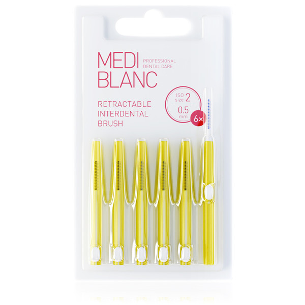 Mediblanc ištraukiami tarpdančių šepetėliai, 0,5 mm, 6 vnt. Mediblanc ištraukiami tarpdančių šepetėliai, 0,5 mm, 6 vnt.